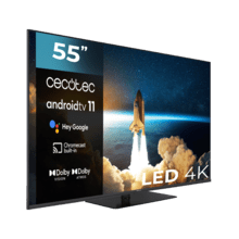 TV Cecotec V1Z+ Serie VQU11055Z+S 55" QLED TV mit 4K UHD Auflösung, Android TV 11 Betriebssystem, Subwoofer, Chromecast, HDR10+, Google Voice Assistant, Klasse E.