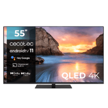 TV Cecotec V1Z+ Serie VQU11055Z+S 55" QLED TV mit 4K UHD Auflösung, Android TV 11 Betriebssystem, Subwoofer, Chromecast, HDR10+, Google Voice Assistant, Klasse E.