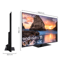 TV V1Z+ series VQU11065Z+ Televisión QLED 65” con resolución 4K UHD, sistema operativo Android TV 11, subwoofers, Chromecast, HDR10+, Google Voice Assistant, clase E.