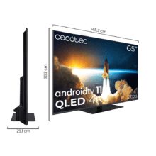 TV Cecotec V1Z+ Series VQU11065Z+S Televisión QLED 65” con resolución 4K UHD, sistema operativo Android TV 11, subwoofers, Chromecast, HDR10+, Google Voice Assistant, clase E.