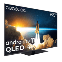 TV Cecotec V1Z+ Series VQU11065Z+S Televisión QLED 65” con resolución 4K UHD, sistema operativo Android TV 11, subwoofers, Chromecast, HDR10+, Google Voice Assistant, clase E.