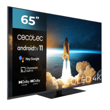 TV Cecotec V1Z+ Series VQU11065Z+S Televisión QLED 65” con resolución 4K UHD, sistema operativo Android TV 11, subwoofers, Chromecast, HDR10+, Google Voice Assistant, clase E.