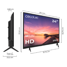 TV Cecotec Televisión LED 24” con resolución HD, sistema Dolby y memoria flash.