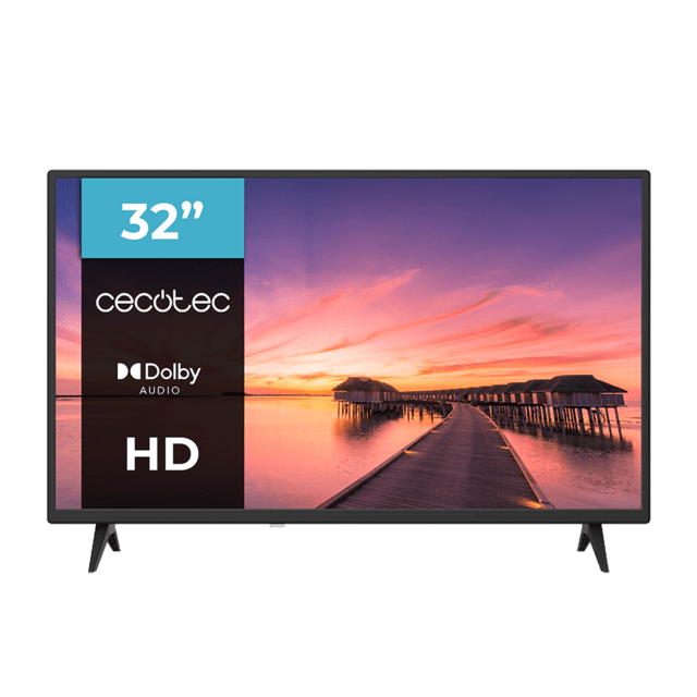 Cecotec TV 32-Zoll-LED-Fernseher mit HD-Auflösung, Dolby-System und Flash-Speicher.