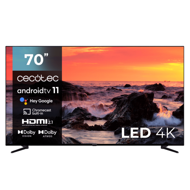 TV A2 series ALU20070 M Televisión LED 70” con resolución 4K UHD, sistema operativo Android TV 11, Chromecast, HDR10+, Google Voice Assistant, clase E.