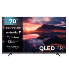 TV V1+ series VQU11070+ M Televisión QLED 70” con resolución 4K UHD, sistema operativo Android TV 11, subwoofers, Chromecast, HDR10+, Google Voice Assistant, clase E.