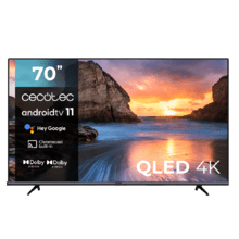 TV V1+ series VQU11070+ Televisión QLED 70” con resolución 4K UHD, sistema operativo Android TV 11, subwoofers, Chromecast, HDR10+, Google Voice Assistant, clase E.