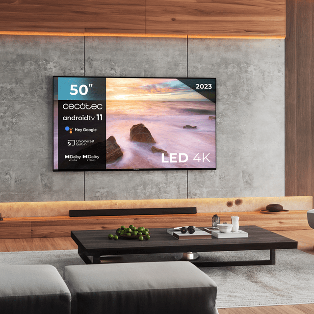 TV A series ALU20050S TV LED de 50' com resolução UHD e sistema operacional Android TV 11, Chromecast, HDR10+, Google Voice Assistant, Classe E