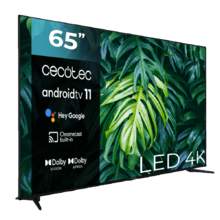 TV LED de 65" com resolução 4K UHD, sistema operativo Android TV 11, Chromecast, HDR10+, Google Voice Assistant, Classe E.