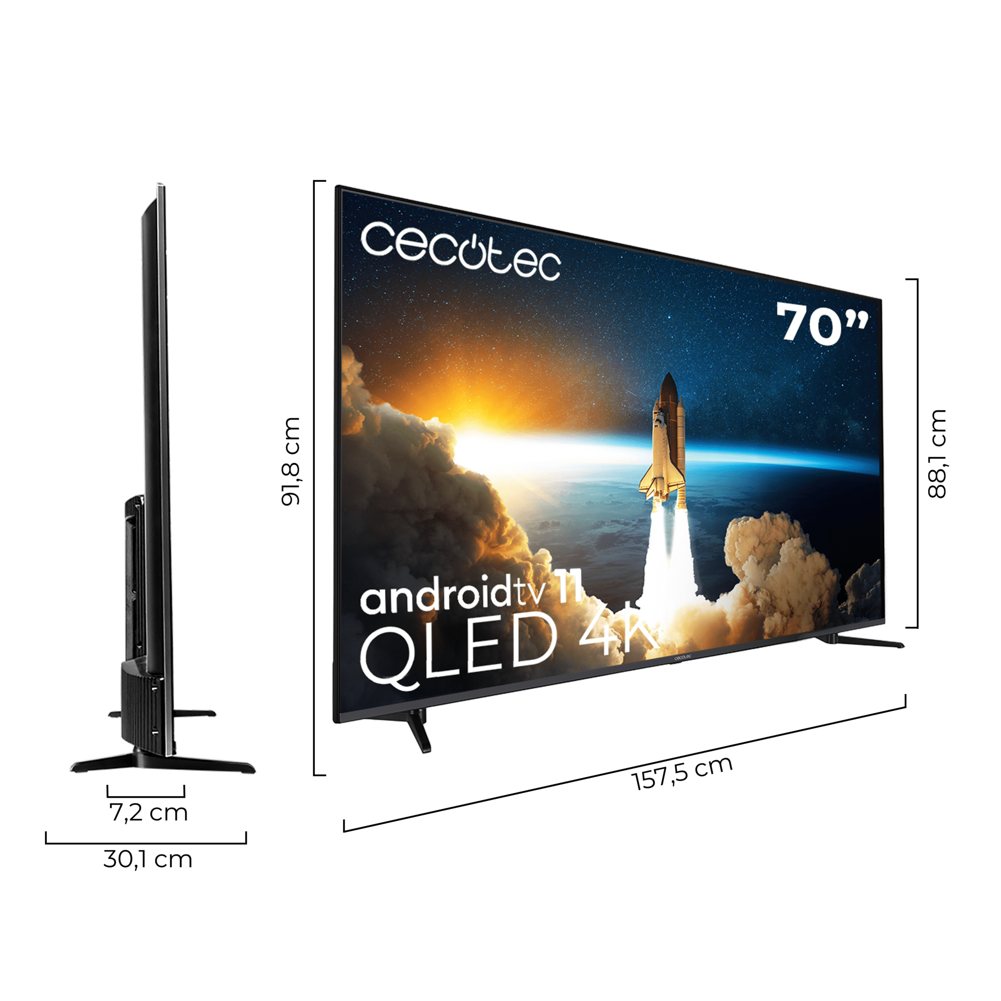 Medidas del televisor Cecotec V1+ 70 pulgadas QLED 4K