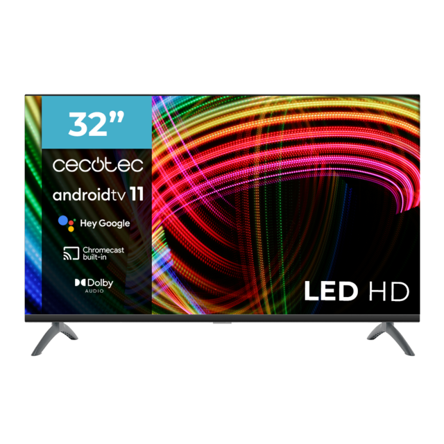 ‌TV Cecotec LED A3 Series ALH30032 TV LED de 32" com resolução Full HD, sistema operativo Android TV 11, Google Voice Assitant e Chromecast, Sistema Dolby