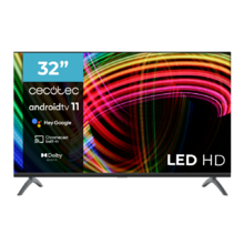 ‌TV Cecotec LED A3 Series ALH30032 TV LED de 32" com resolução Full HD, sistema operativo Android TV 11, Google Voice Assitant e Chromecast, Sistema Dolby