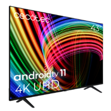 ‌TV LED A3 Series ALU30043 TV LED de 43" com resolução Full 4K UHD, sistema operativo Android TV 11, Google Voice Assitant e Chromecast, sistema Dolby Audio.