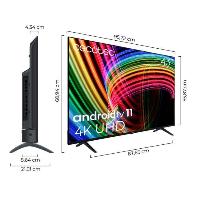 TV LED A3 Series ALU30043 Televisión LED de 43" con resolución 4K UHD, sistema operativo Android TV 11, Google Voice Assitant y Chromecast, sistema Dolby Audio.