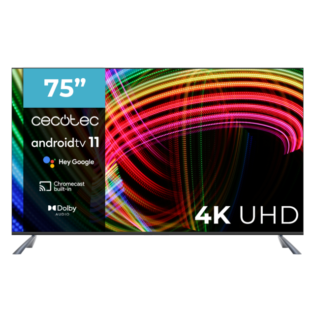 TV LED A3 Series ALU30075 TV LED de 75" com resolução 4K UHD, sistema operativo Android TV 11, Google Voice Assitant e Chromecast, sistema Dolby Vision & Atmos.