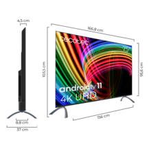 TV LED A3 Series ALU30075 M Televisión LED de 75" con resolución 4K UHD, sistema operativo Android TV 11, Google Voice Assitant y Chromecast, sistema Dolby Vision&Atmos.