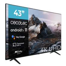 TV Cecotec LED A3 Series ALU30043S Televisión LED de 43" con resolución 4K UHD, sistema operativo Android TV 11, Google Voice Assitant y Chromecast, sistema Dolby Vision.