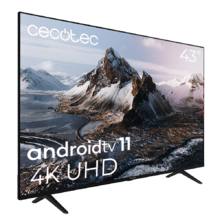 TV Cecotec LED A3 Series ALU30043S Televisión LED de 43" con resolución 4K UHD, sistema operativo Android TV 11, Google Voice Assitant y Chromecast, sistema Dolby Vision.