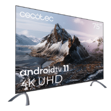 LED TV série A3 ALU30075S Televisão LED de 75" com resolução 4K UHD, sistema operacional Android TV 11, Google Voice Assistant e Chromecast.