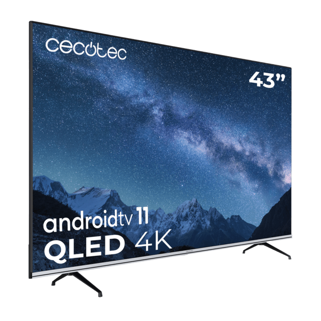 TV QLED V2 Series VQU20043 Televisión QLED de 43" con resolución 4K UHD, sistema operativo Android TV 11, Google Voice Assitant y Chromecast, sistema Dolby Vision & Atmos.