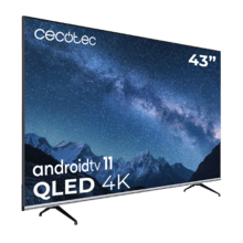 TV QLED V2 Series VQU20043 TV QLED de 43" com resolução 4K UHD, sistema operativo Android TV 11, Google Voice Assitant e Chromecast, sistema Dolby Vision & Atmos.