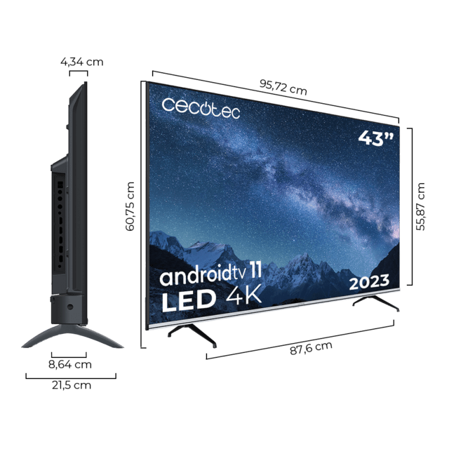 TV QLED V2 Series VQU20043 Televisión QLED de 43" con resolución 4K UHD, sistema operativo Android TV 11, Google Voice Assitant y Chromecast, sistema Dolby Vision & Atmos.