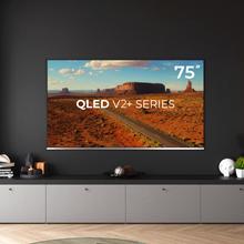 TV QLED V2 Series VQU20075 TV QLED de 75", grandes dimensões, resolução 4K UHD, Android TV 11, Wide Colour Gamut, Dolby Vision & Atmos, MEMC, HDR10, HDMI 2.1, USB 3.0, CORTEX A55, Google Voice Assistant, Chromecast e Altifalantes.