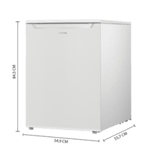 Bolero CoolMarket TT 107 White Mini frigorífico de 107 litros de capacidad, color blanco, clase E, temperatura regulable, Crisper Box, cajón congelador y nivel sonoro bajo.