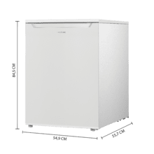 Bolero CoolMarket TT 107 Blanc Mini réfrigérateur d'une capacité de 107 litres, couleur blanche, classe E, température réglable, bac à légumes, tiroir de congélation et faible niveau sonore.