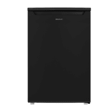 Bolero CoolMarket TT 107 Black Mini-frigorífico com 107 litros de capacidade, cor preto, classe E, temperatura regulável, Crisper Box, gaveta do congelador e baixo nível de ruído.