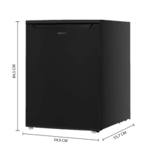 Bolero CoolMarket TT 107 Black Mini frigorífico de 107 litros de capacidad, color black, clase E, temperatura regulable, Crisper Box, cajón congelador y nivel sonoro bajo.
