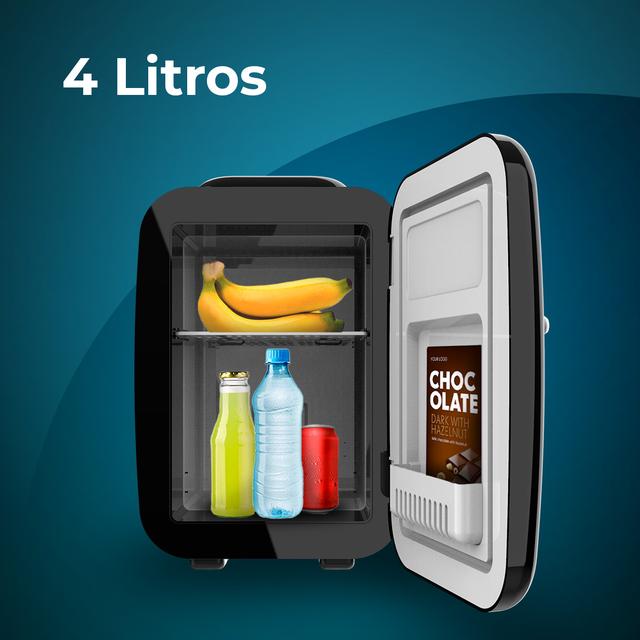 Retro-Kühlschrank Habana Black 4 Liter, 12V-220V Betrieb, kompatibel mit Autos und Wohnwagen, Kühl- und Heizfunktion, Temperaturbereich 0-50 ºC und einfacher Transport.