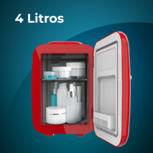 Frigorifero Bolero MiniCooling 4L Havana Red con funzionamento a 12V-220V, compatibile con auto e roulotte, funzione di raffreddamento e riscaldamento, intervallo di temperatura 7-65º, facile trasporto.