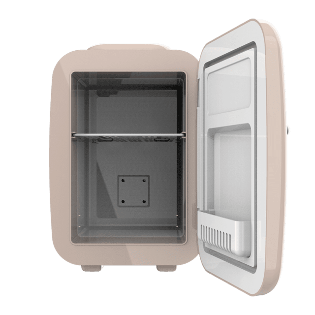 Réfrigérateur Bolero MiniCooling 4L Havana Cream avec fonctionnement 12 V-220 V, compatible avec les voitures et caravanes, fonction de refroidissement et de chauffage, plage de température 7-65 ºC, transport facile.