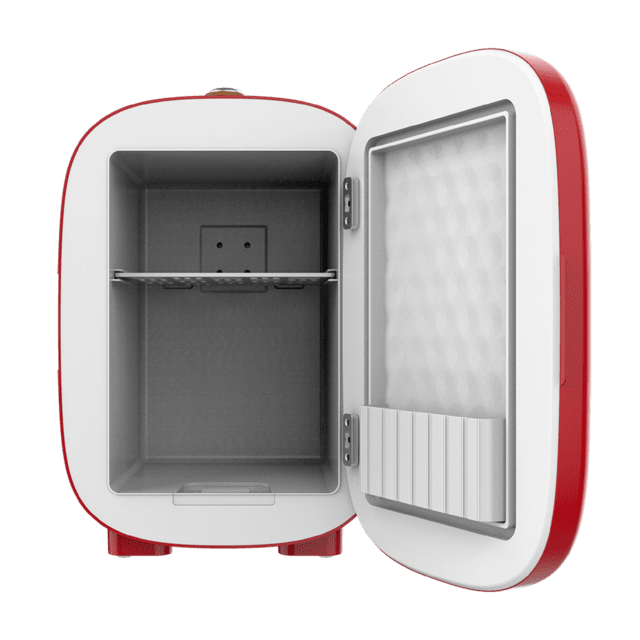 Retro-Kühlschrank Bora Red 4 Liter, 12V-220V Betrieb, kompatibel mit Autos und Wohnwagen, Kühl- und Heizfunktion, Temperaturbereich 7-50 ºC und einfacher Transport.