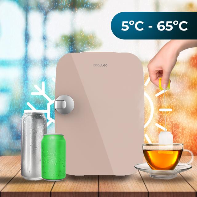 Bolero MiniCooling 4L Río Cream Frigorífico con funcionamiento 12 V-220 V, compatible coche y caravanas, función enfriamiento y calentamiento, rango de temperatura 5-65 ºC, transporte fácil.