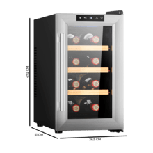 Bolero GrandSommelier 830 CoolWood Weinkühler mit 8 Flaschen Fassungsvermögen und thermoelektrischem Kühlsystem für hohe Leistung. Einstellbare Temperatur und LED-Innenbeleuchtung.