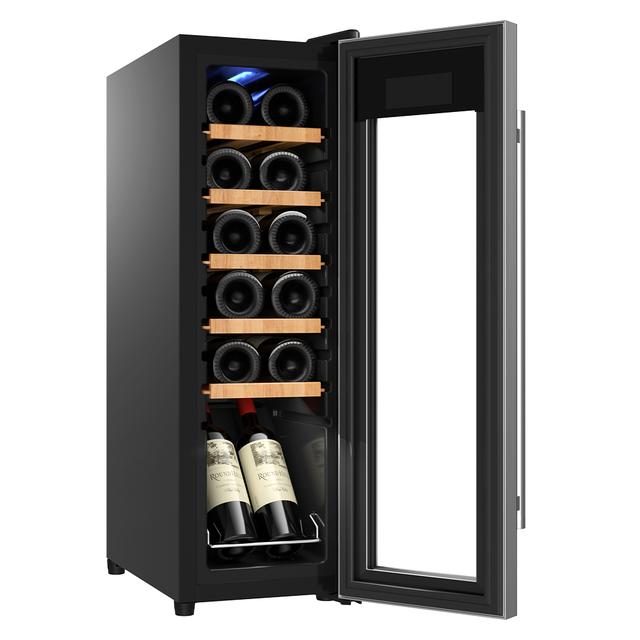 Bolero GrandSommelier 1230 CoolWood Compressor Wine cooler con capacità di 12 bottiglie e sistema di raffreddamento a compressore per alte prestazioni. Temperatura regolabile e luce interna a LED.