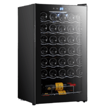 Bolero GrandSommelier 34030 Black Compressor Wine cooler with 34-bottle capacity and compressor cooling system for high performance. Température réglable et éclairage intérieur LED.