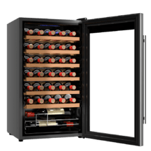 Bolero GrandSommelier 34030 Inox Compressor Wine cooler con capacità di 34 bottiglie e sistema di raffreddamento a compressore per alte prestazioni. Temperatura regolabile e luce interna a LED.