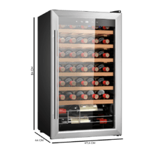 Bolero GrandSommelier 34030 Inox Compressor Cave de vinho de 34 garrafas de capacidade com sistema compressor de arrefecimento, que garante um alto desempenho. Temperatura regulável e luz LED interior.