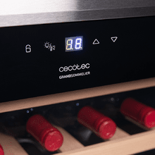 Bolero GrandSommelier 34030 Inox Compressor Wine cooler con capacità di 34 bottiglie e sistema di raffreddamento a compressore per alte prestazioni. Temperatura regolabile e luce interna a LED.