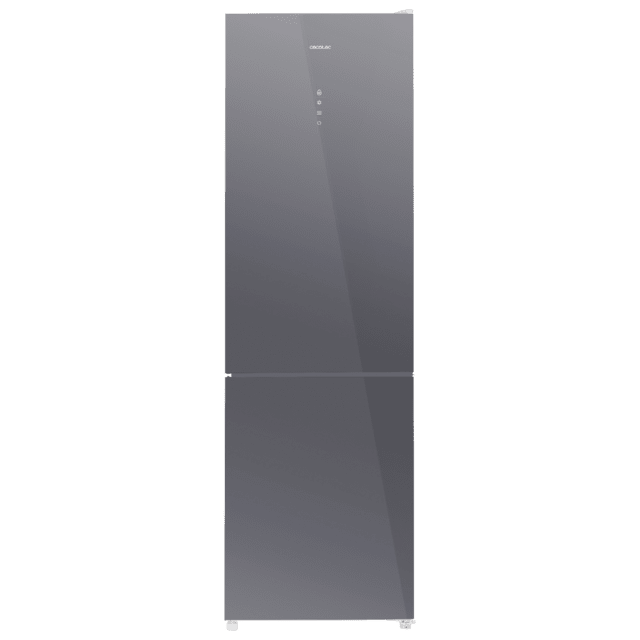 Bolero CoolMarket Combi 356 Glass Grey D Frigorífico com 356 litros de capacidade, 200 cm de altura, 60 cm de largura, motor Inverter Plus e classe D. Com sistema Multi AirFlow, Total No Frost e 2 gavetas para produtos frescos.