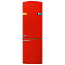 Bolero CoolMarket Combi Origin 294 Red E Frigorífico Retro de 294 L de capacidad,190cm de alto y 60 de ancho, clase E, Total No Frost, Multi Cooling, Ultra Fresh, Convertible Box, Multi Air Flow, Fast Freezing, Modo Eco, Botellero y Alarma en puerta.