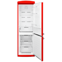 Bolero CoolMarket Combi Origin 294 Red E Frigorífico Retro de 294 L de capacidad,190cm de alto y 60 de ancho, clase E, Total No Frost, Multi Cooling, Ultra Fresh, Convertible Box, Multi Air Flow, Fast Freezing, Modo Eco, Botellero y Alarma en puerta.