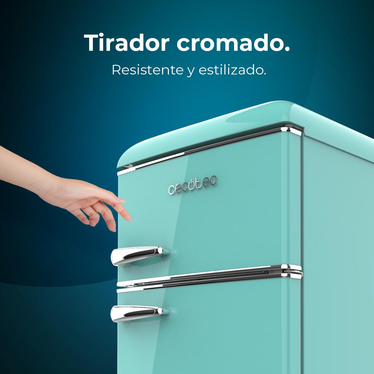 Cecotec Mini Frigorífico Retro Bolero CoolMarket 2D Origin 85 Green.  Capacidad de 85L, LED interior, tirador cromado, bandejas cristal, control  de temperatura y cajón para vegetales : : Grandes electrodomésticos