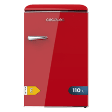 Bolero CoolMarket TT Origin 110 Red E Mini frigorífico retro TT Origin Red con capacidad de 110L, clase E, ICEBOX, Luz interior.