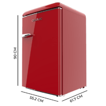Bolero CoolMarket TT Origin 110 Red E Mini frigorífico retro TT Origin Red con capacidad de 110L, clase E, ICEBOX, Luz interior.