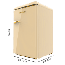 Bolero CoolMarket TT Origin 110 Beige E Mini frigorífico retro TT Origin Beige con capacidad de 110L, clase E, ICEBOX, Luz interior y tirador gold.