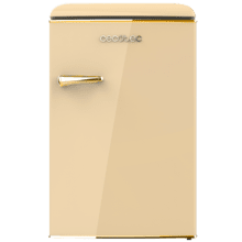 Bolero CoolMarket TT Origin 110 Beige E Mini frigorífico retro TT Origin Beige con capacidad de 110L, clase E, ICEBOX, Luz interior y tirador gold.